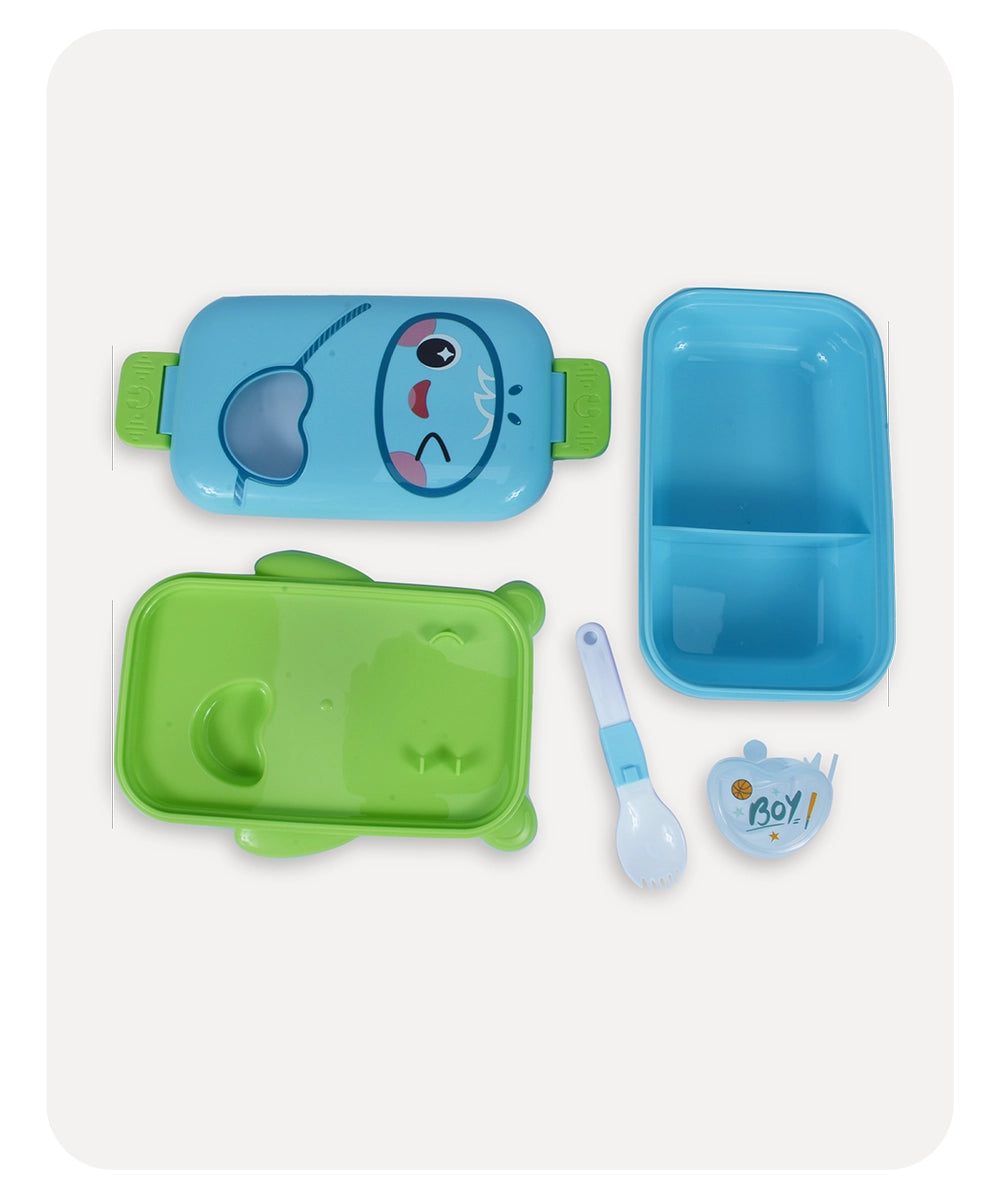 Cartoon Panda Lunch Box - Sky Blue Green