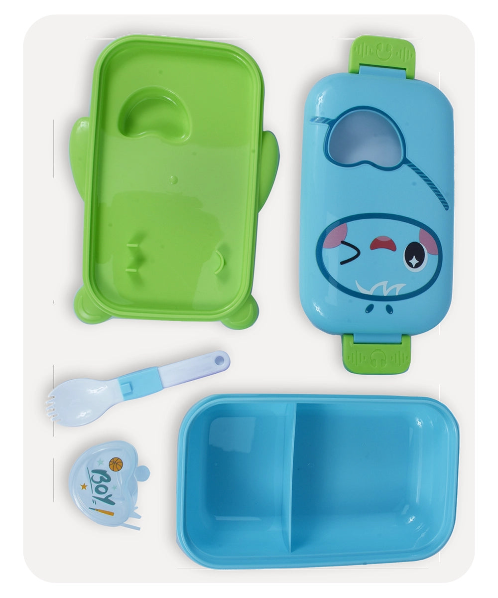 Cartoon Panda Lunch Box - Sky Blue Green