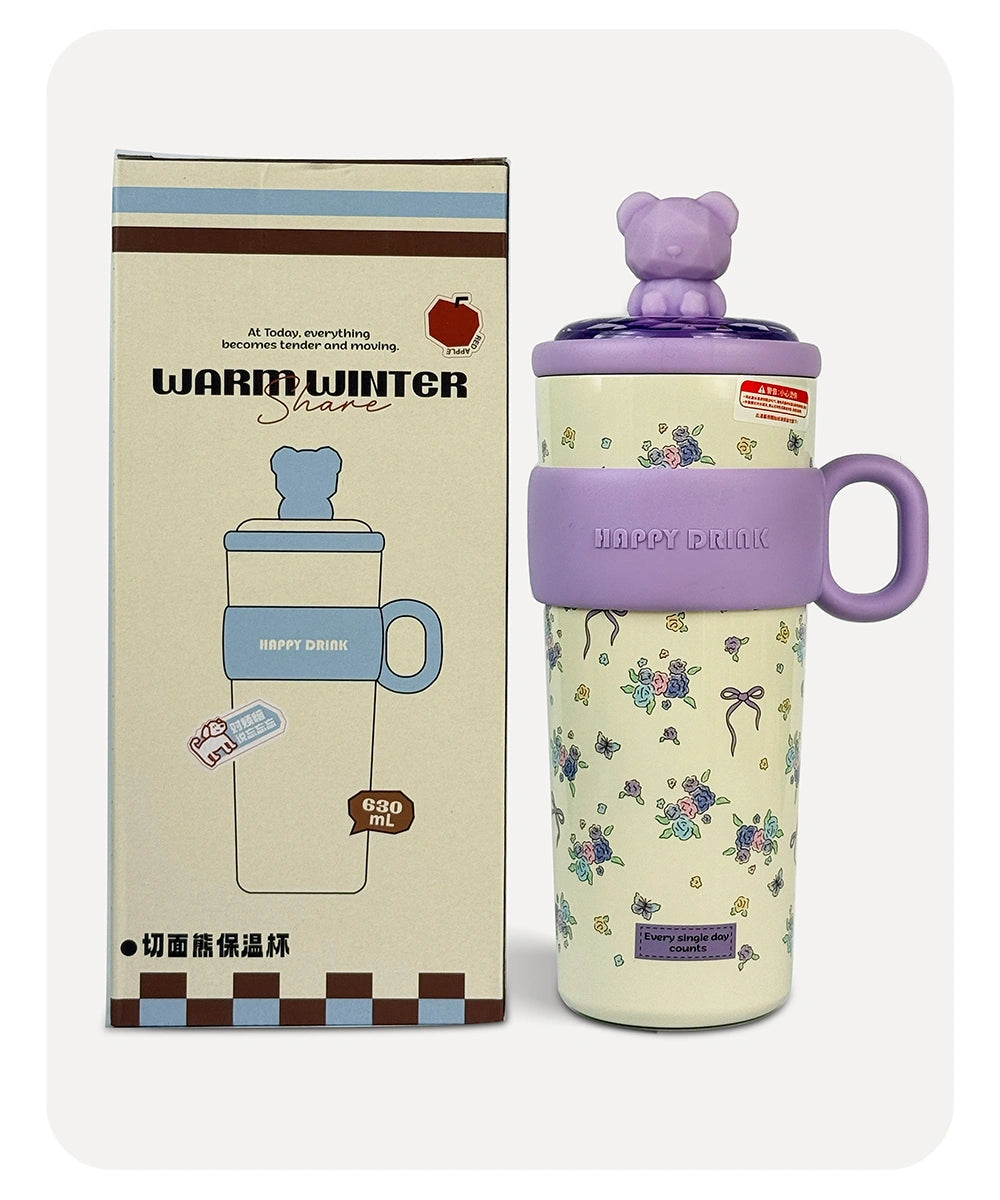 Happy Drink Vacuum Bottle - Purple - 630ml