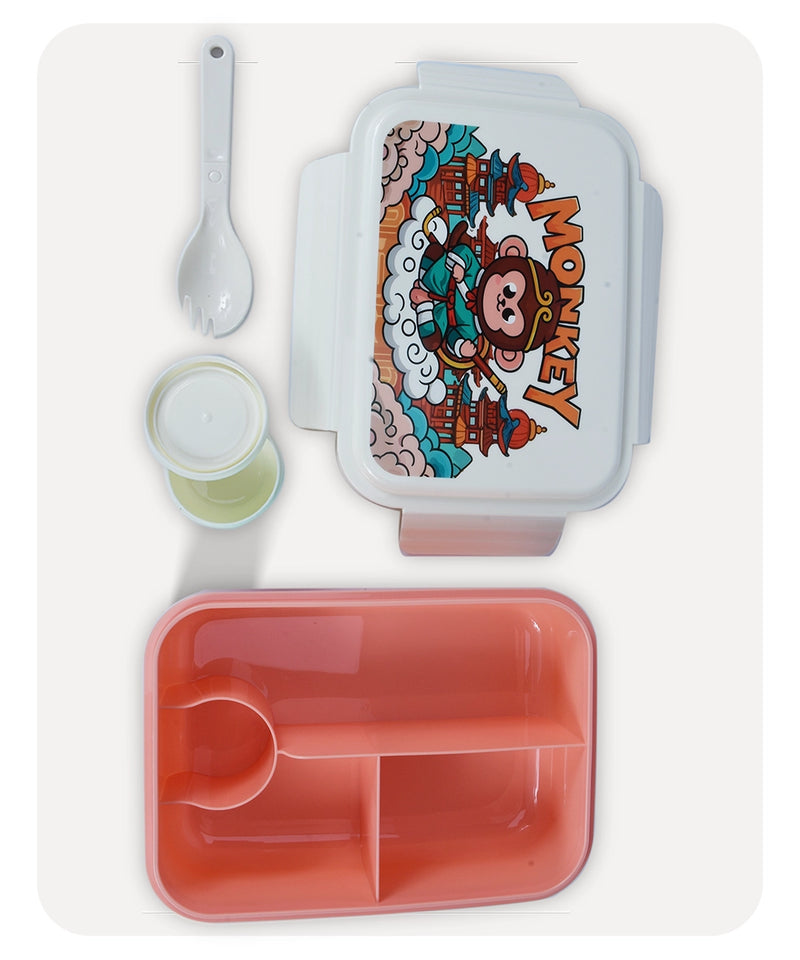 Monkey Cute Lunch Box - Offwhite Orange