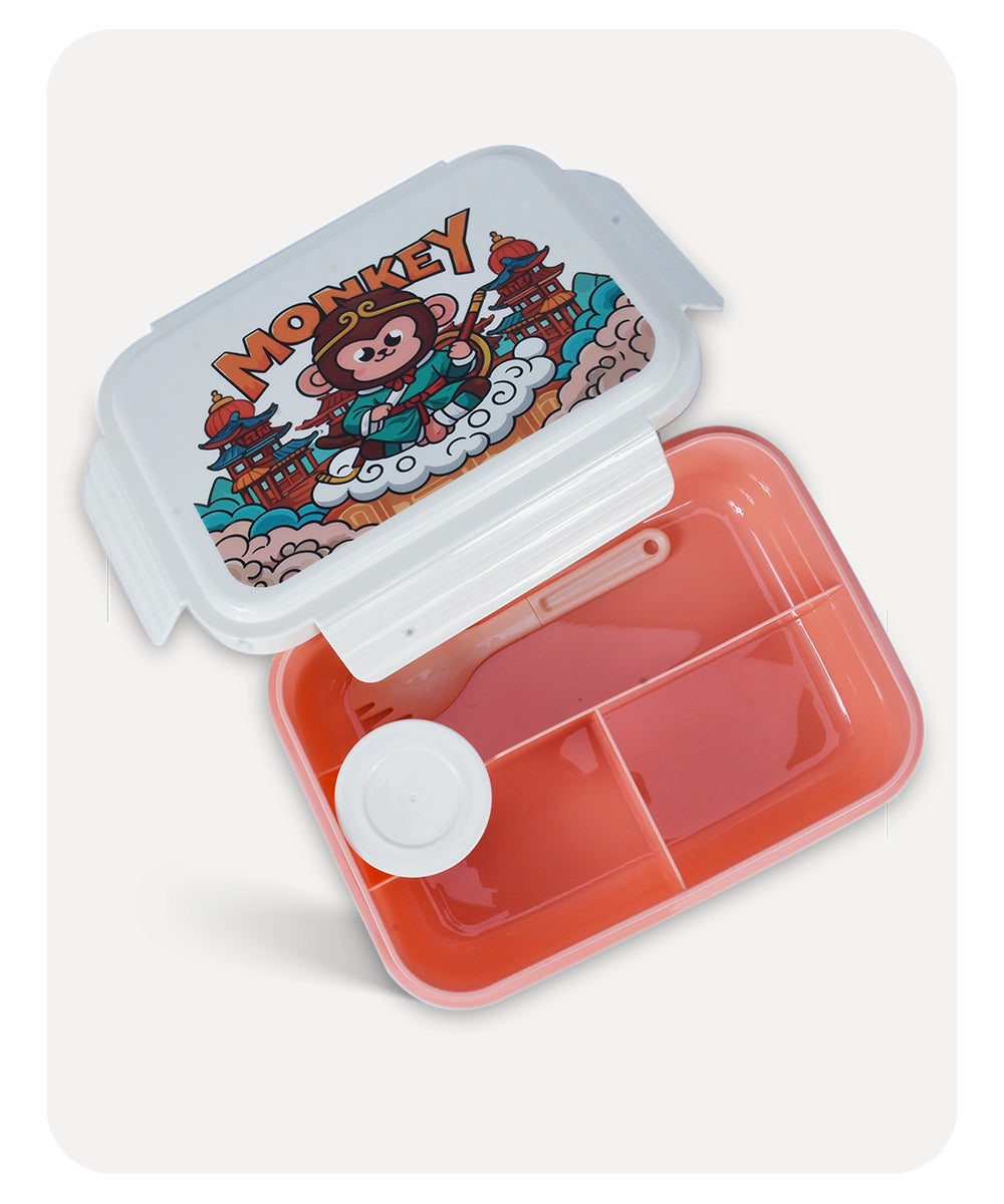 Monkey Cute Lunch Box - Offwhite Orange