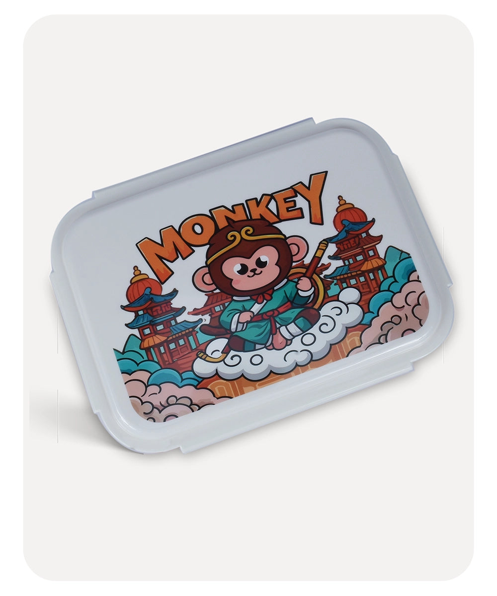 Monkey Cute Lunch Box - Offwhite Orange