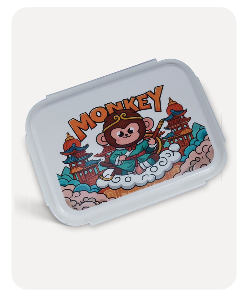 Monkey Cute Lunch Box - Offwhite Orange