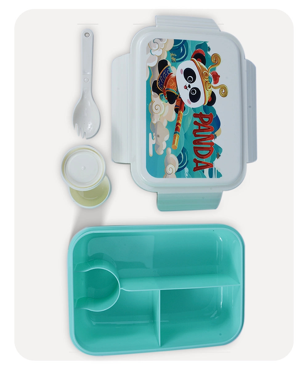 Panda Cute Lunch Box - Offwhite Green