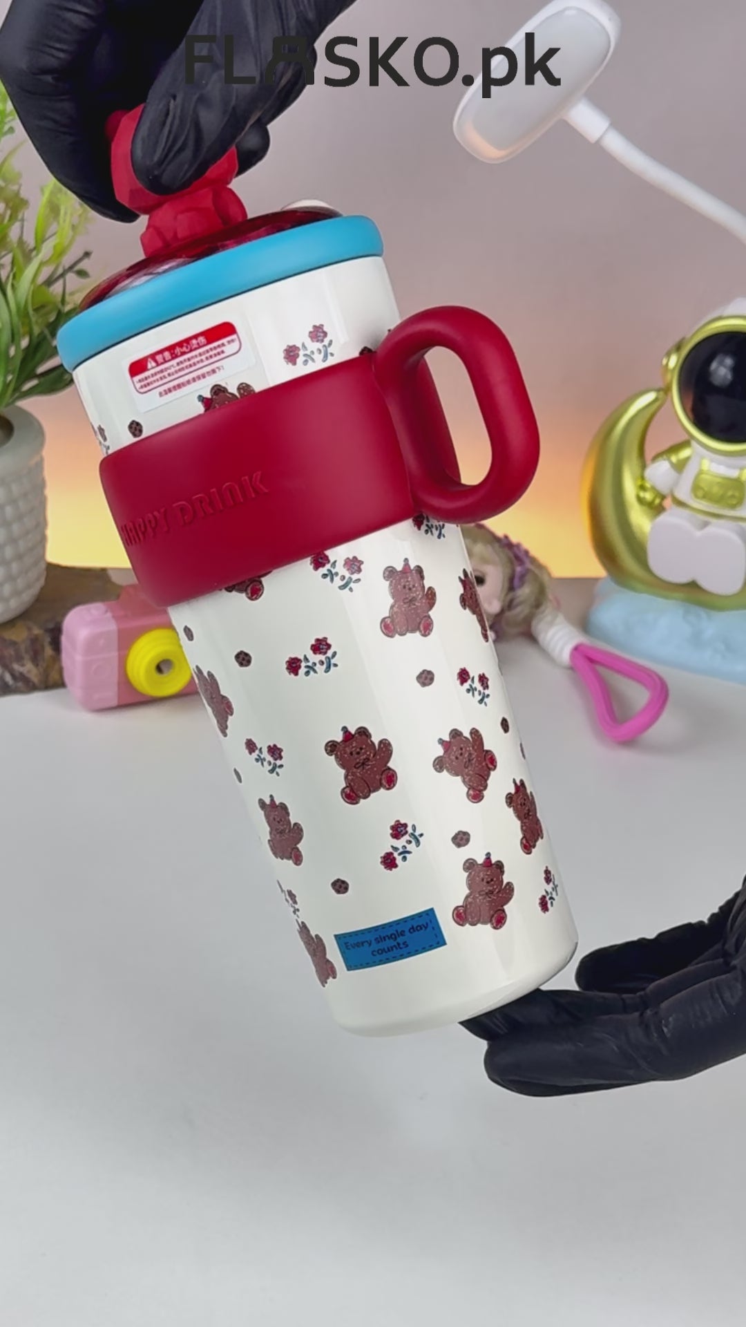 Happy Drink Vacuum Bottle - Red - 630ml