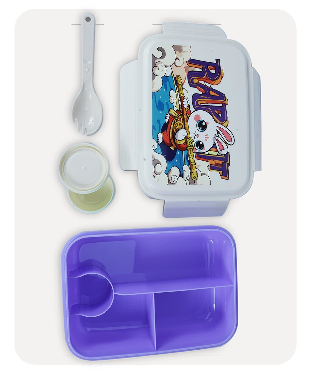 Rabbit Cute Lunch Box - Offwhite Purple