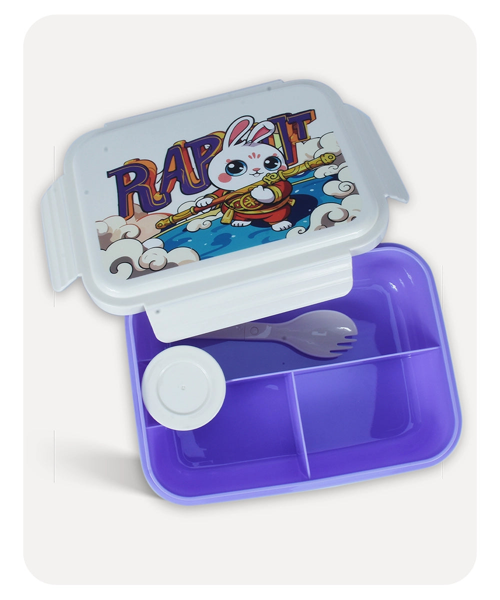 Rabbit Cute Lunch Box - Offwhite Purple