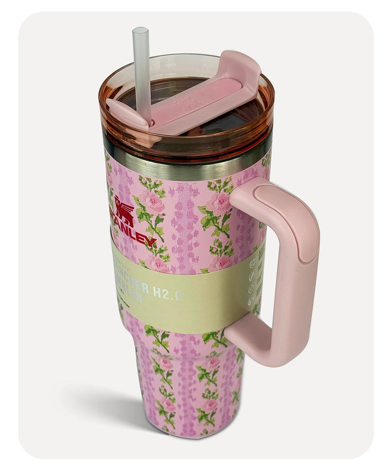 Stanley Quencher H2.0 Tumbler - Pink Flower - 40 0Z | 1.18L
