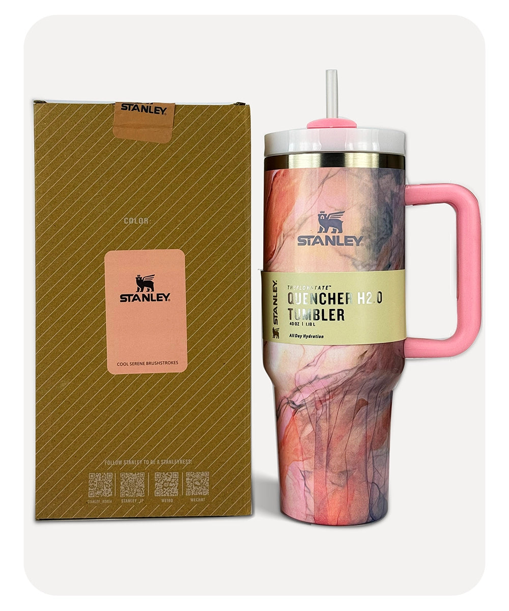 Stanley Quencher H2.0 Tumbler - Pink Marble - 40 0Z | 1.18L