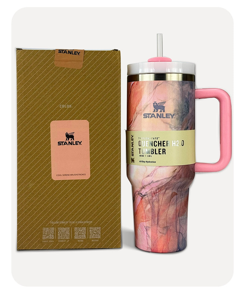 Stanley Quencher H2.0 Tumbler - Pink Marble - 40 0Z | 1.18L