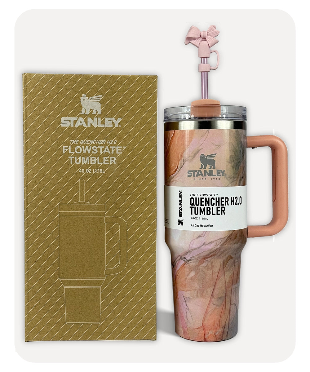 Stanley Quencher H2.0 Tumbler - Pink Marble - 40 0Z | 1.18L